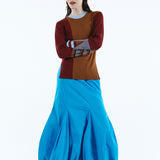 Asymmetry cuff border knit tops | 11月上旬お届け
