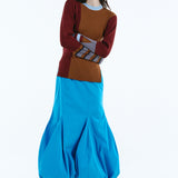 Asymmetry cuff border knit tops | 11月上旬お届け