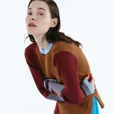 Asymmetry cuff border knit tops | 11月上旬お届け