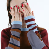 Asymmetry cuff border knit tops | 11月上旬お届け