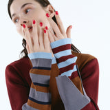 Asymmetry cuff border knit tops | 11月上旬お届け