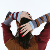 Asymmetry cuff border knit tops | 11月上旬お届け
