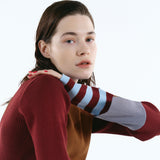 Asymmetry cuff border knit tops | 11月上旬お届け