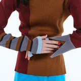 Asymmetry cuff border knit tops | 11月上旬お届け