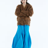 Mix fabric shaggy cardigan | Coming Soon