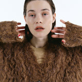 Mix fabric shaggy cardigan | Coming Soon