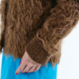 Mix fabric shaggy cardigan | Coming Soon