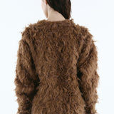 Mix fabric shaggy cardigan | Coming Soon