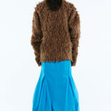 Mix fabric shaggy cardigan | Coming Soon
