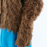 Mix fabric shaggy cardigan | Coming Soon