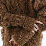 Mix fabric shaggy cardigan | Coming Soon