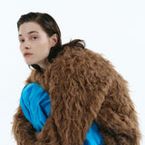 Mix fabric shaggy cardigan | Coming Soon
