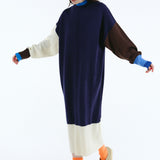 Color blocking  relax knit dress