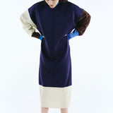 Color blocking  relax knit dress
