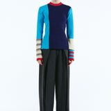 Asymmetry cuff border knit tops | 11月上旬お届け