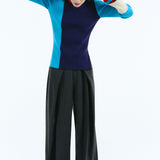 Asymmetry cuff border knit tops | 11月上旬お届け