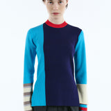 Asymmetry cuff border knit tops | 11月上旬お届け