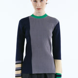 Asymmetry cuff border knit tops | 11月上旬お届け