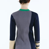 Asymmetry cuff border knit tops | 11月上旬お届け
