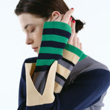 Asymmetry cuff border knit tops | 11月上旬お届け