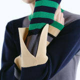 Asymmetry cuff border knit tops | 11月上旬お届け