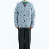 Mix fabric shaggy cardigan | Coming Soon