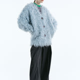 Mix fabric shaggy cardigan | Coming Soon