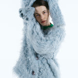 Mix fabric shaggy cardigan | Coming Soon