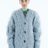 Mix fabric shaggy cardigan | Coming Soon