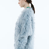 Mix fabric shaggy cardigan | Coming Soon
