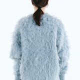 Mix fabric shaggy cardigan | Coming Soon