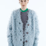 Mix fabric shaggy cardigan | Coming Soon