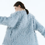 Mix fabric shaggy cardigan | Coming Soon