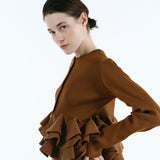 Ruffle frill knit cardigan