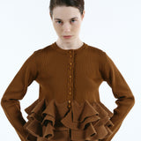 Ruffle frill knit cardigan