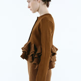 Ruffle frill knit cardigan