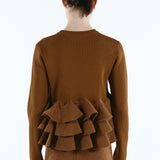 Ruffle frill knit cardigan