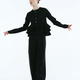 Ruffle frill knit cardigan