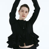 Ruffle frill knit cardigan