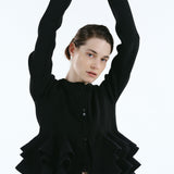 Ruffle frill knit cardigan