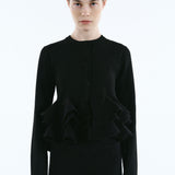 Ruffle frill knit cardigan