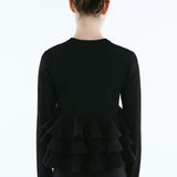 Ruffle frill knit cardigan