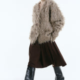 Mix fabric shaggy cardigan | Coming Soon