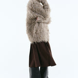 Mix fabric shaggy cardigan | Coming Soon
