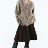 Mix fabric shaggy cardigan | Coming Soon