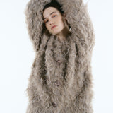 Mix fabric shaggy cardigan | Coming Soon