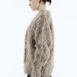Mix fabric shaggy cardigan | Coming Soon