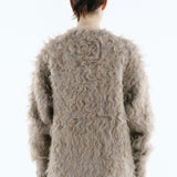 Mix fabric shaggy cardigan | Coming Soon